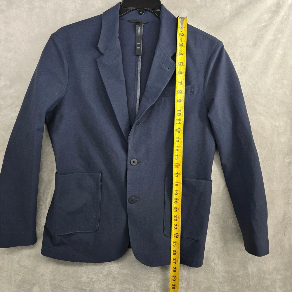 PROOF Mens XS Blue 72 Hour‎ Merino Wool Blend Blazer Jacket Modern Fit
